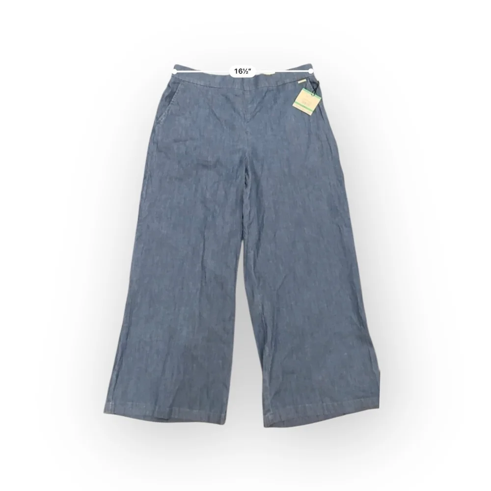 NWT Anne Klein Women’s Wide Leg Crop Denim Flat Front Pants Size L Med Wash​​ - Picture 4 of 11